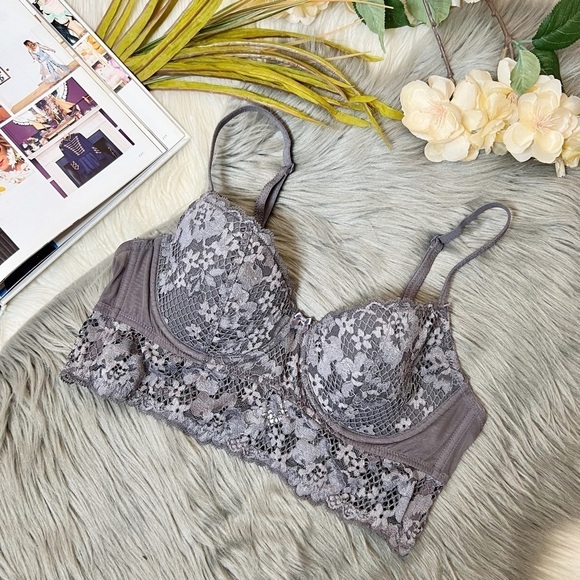 Adore Me Other - Adore Me Gray lace Bustier Corset Style Women’s Bra Sz 34C